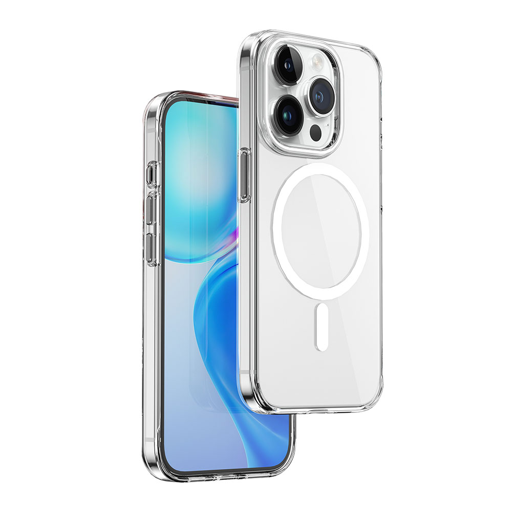 Apple iPhone 15 Pro Uyumlu Kılıf Wiwu ZYS-013 M-safe Şarj Özellikli Renkli Kamera Çerçeveli Şeffaf Jelly Kapak