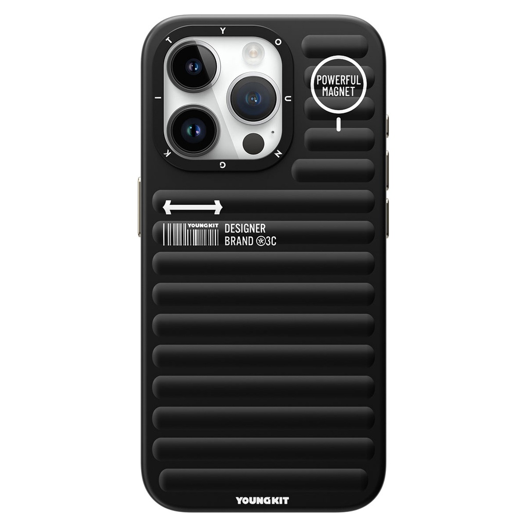 [RNZ-TA93977] Apple iPhone 15 Pro Max Uyumlu Kılıf Mat Renkli Tasarım YoungKit Original Serisi Kapak (Siyah)