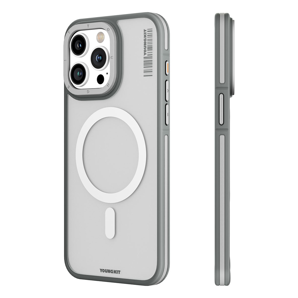 Apple iPhone 15 Pro Uyumlu Kılıf M-safe Şarj Özellikli Youngkit Rock Sand Serisi Kapak
