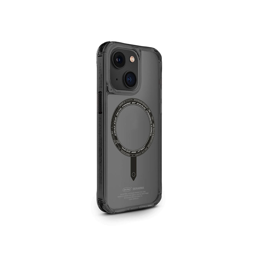 [ZTA94035] Apple iPhone 15 Uyumlu Kılıf SkinArma Şeffaf Airbag Tasarımlı M-safe Şarj Özellikli Saido Kapak (Siyah)