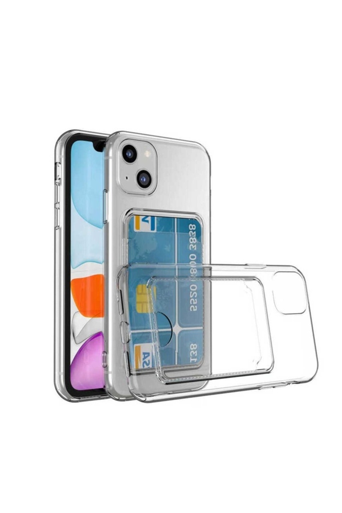 Apple iPhone 14 Uyumlu Kılıf Kartlıklı Şeffaf Zore Setra Clear Silikon Kapak