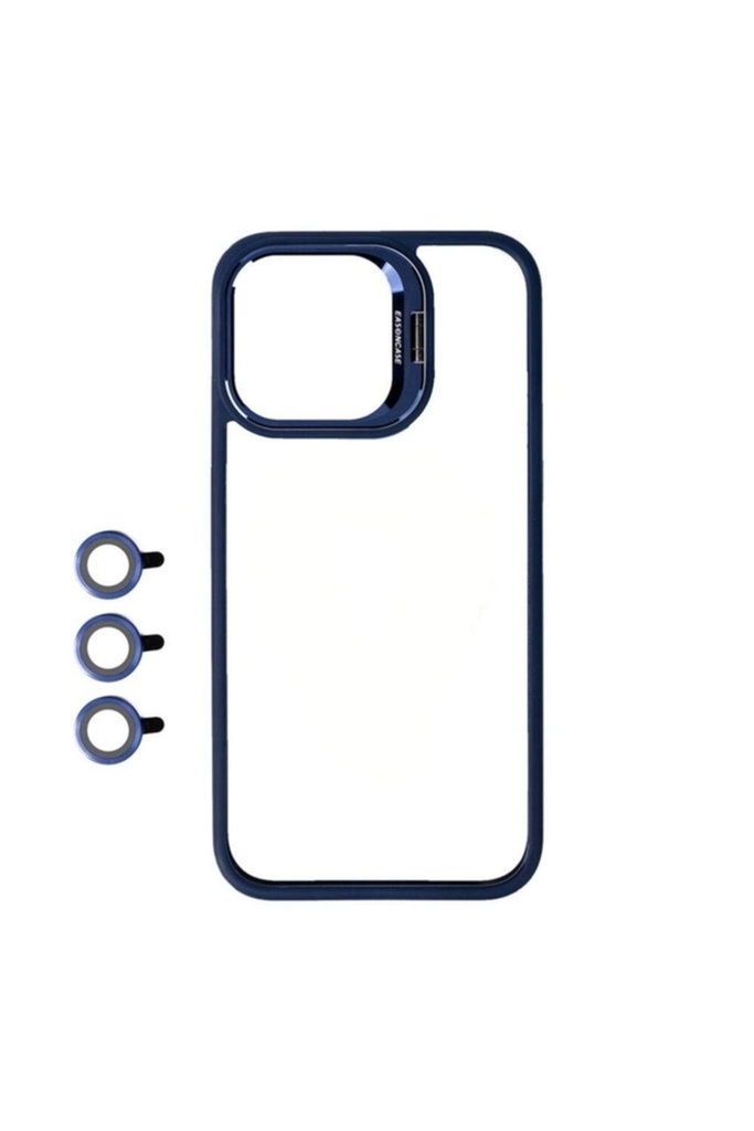 Apple iPhone 15 Pro Uyumlu Kılıf Kamera Lens Korumalı Standlı Zore Klon Lensli Kapak
