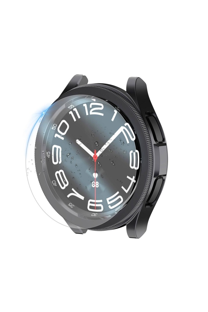 [RNZ-TA95038] Samsung Galaxy Watch 6 Classic 43mm Uyumlu Sert PC Kasa ve Ekran Koruyucu Zore Watch Gard 29 (Siyah)