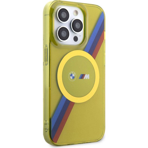 Apple iPhone 15 Pro Max Uyumlu Kılıf BMW M-safe Şarj Özellikli Transparan Tricolor Stripes Orjinal Lisanslı Kapak