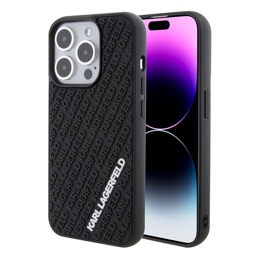 Apple iPhone 15 Pro Uyumlu Kılıf Karl Lagerfeld Silikon 3D Multi Logo Orjinal Lisanslı Kapak