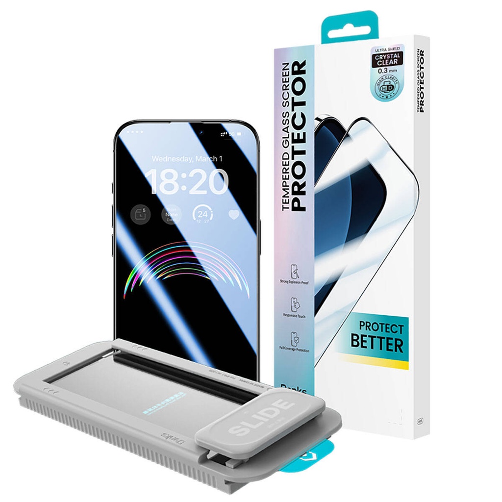 [RNZ-TA94128] Apple iPhone 15 Pro Uyumlu Benks V Pro Ultra Shield 0.3mm Ekran Koruyucu + Kolay Uygulama Aparatlı