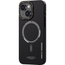 Apple iPhone 15 Uyumlu Kılıf Recci Machinist Serisi M-safe Şarj Özellikli Magnetik Karbon Kapak