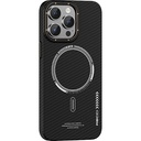 Apple iPhone 15 Pro Uyumlu Kılıf Recci Machinist Serisi M-safe Şarj Özellikli Magnetik Karbon Kapak