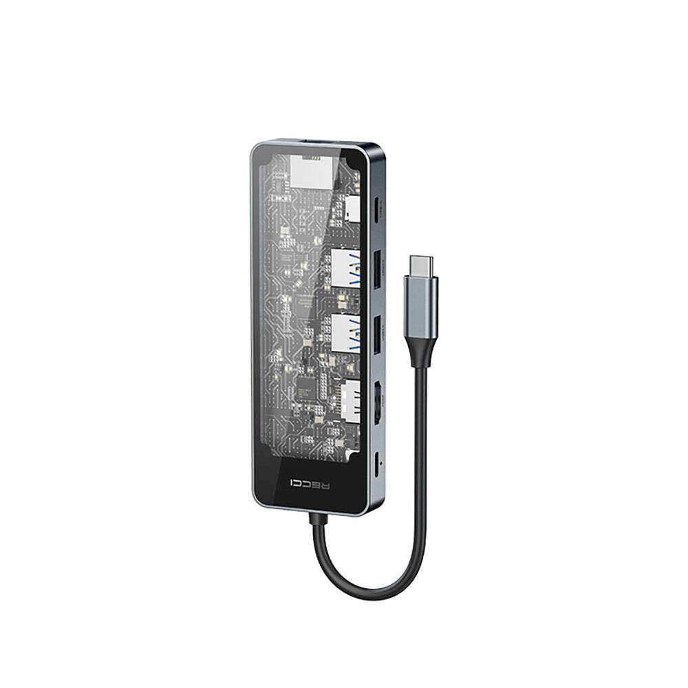 [ZTA94241] Recci RH17 Type-C to Type-C PD100W + USB3.0 + HDMI + Type-C + RJ45 Bağlantılı 6in1 Hub