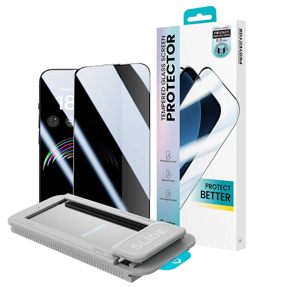 [RNZ-TA94340] Apple iPhone 15 Pro Max Uyumlu Benks V Pro Ultra Shield Privacy 0.3mm Ekran Koruyucu + Kolay Uygulama Aparatlı