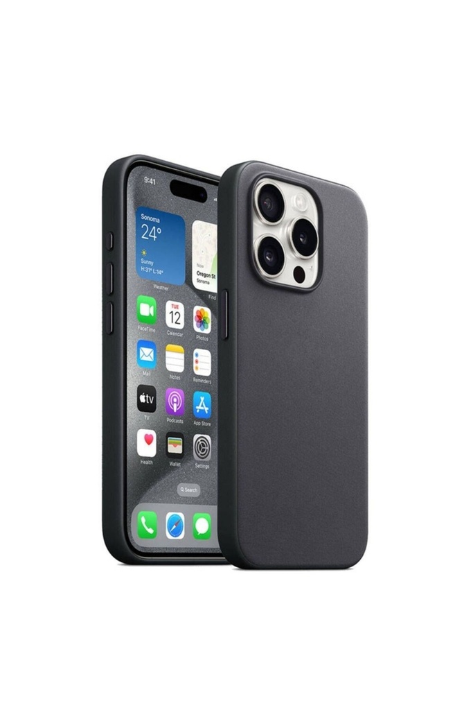 [RNZ-TA94467] Apple iPhone 15 Pro Max Uyumlu Kılıf Zore M-safe Şarj Özellikli Mikro Fiber Optimal Kapak (Siyah)