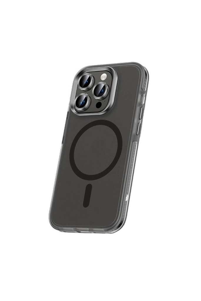 [RNZ-TA94469] Apple iPhone 15 Pro Uyumlu Kılıf Airbagli M-safe Wireless Şarj Özellikli Lens Koruyuculu Zore Klaptika Kapak (Siyah)