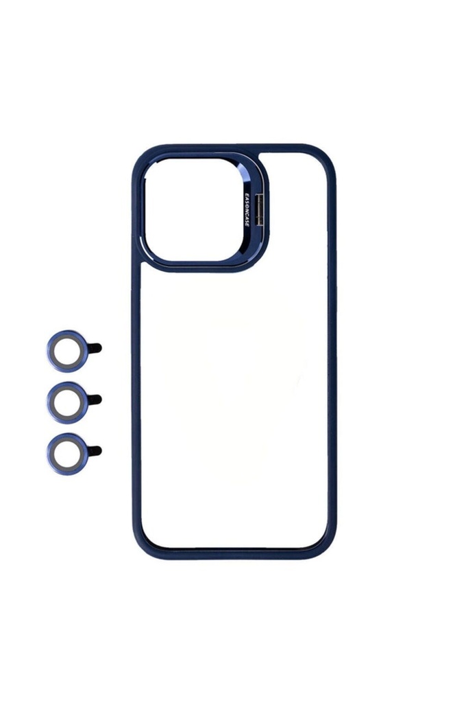 Apple iPhone 15 Pro Max Uyumlu Kılıf Kamera Lens Korumalı Standlı Zore Klon Lensli Kapak