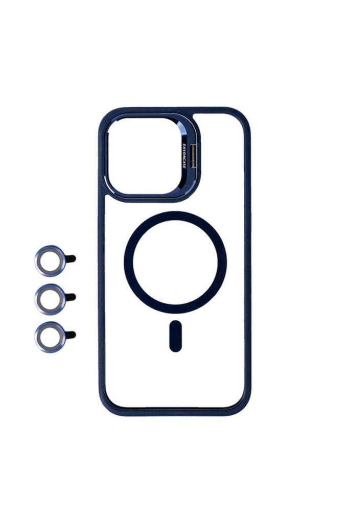 Apple iPhone 15 Pro Max Uyumlu Kılıf M-safe Şarj Özellikli Standlı Zore M-safe Klon Lensli Kapak