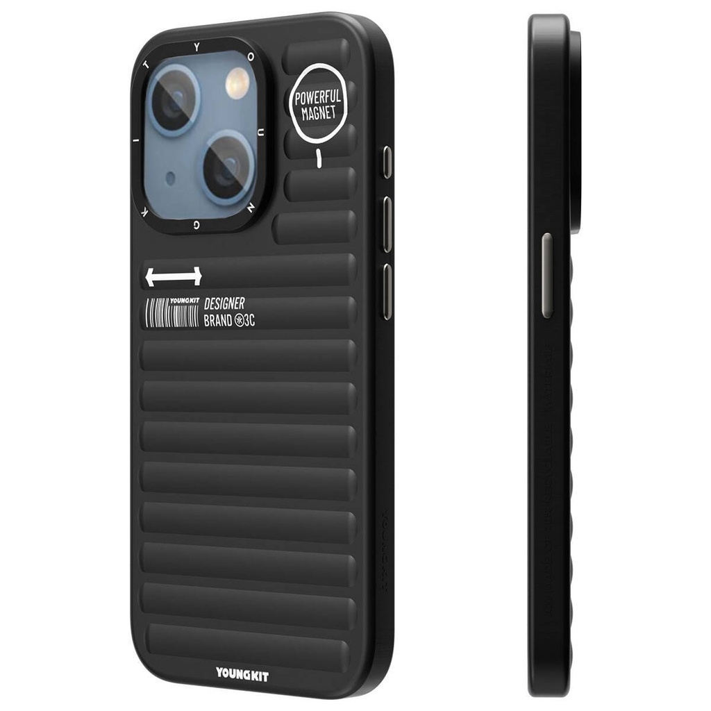 [RNZ-TA95787] Apple iPhone 15 Uyumlu Kılıf Mat Renkli Tasarım YoungKit Original Serisi Kapak (Siyah)