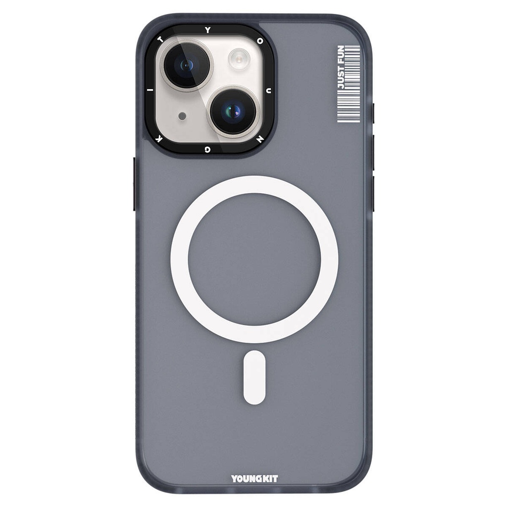 [RNZ-TA94577] Apple iPhone 15 Uyumlu Kılıf M-safe Şarj Özellikli Youngkit Colored Sand Serisi Kapak (Siyah)