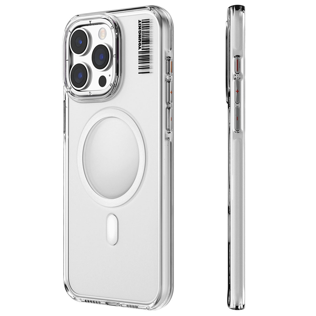 Apple iPhone 15 Pro Uyumlu Kılıf M-safe Şarj Özellikli Şeffaf Youngkit Crystal Shield Serisi Kapak