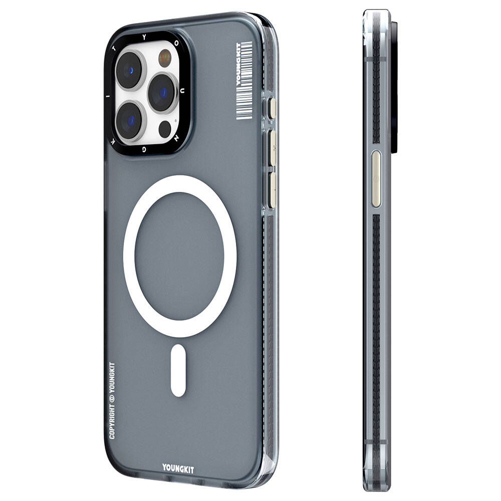 [RNZ-TA94648] Apple iPhone 15 Pro Uyumlu Kılıf M-safe Şarj Özellikli Youngkit Jiansha Serisi Kapak (Siyah)