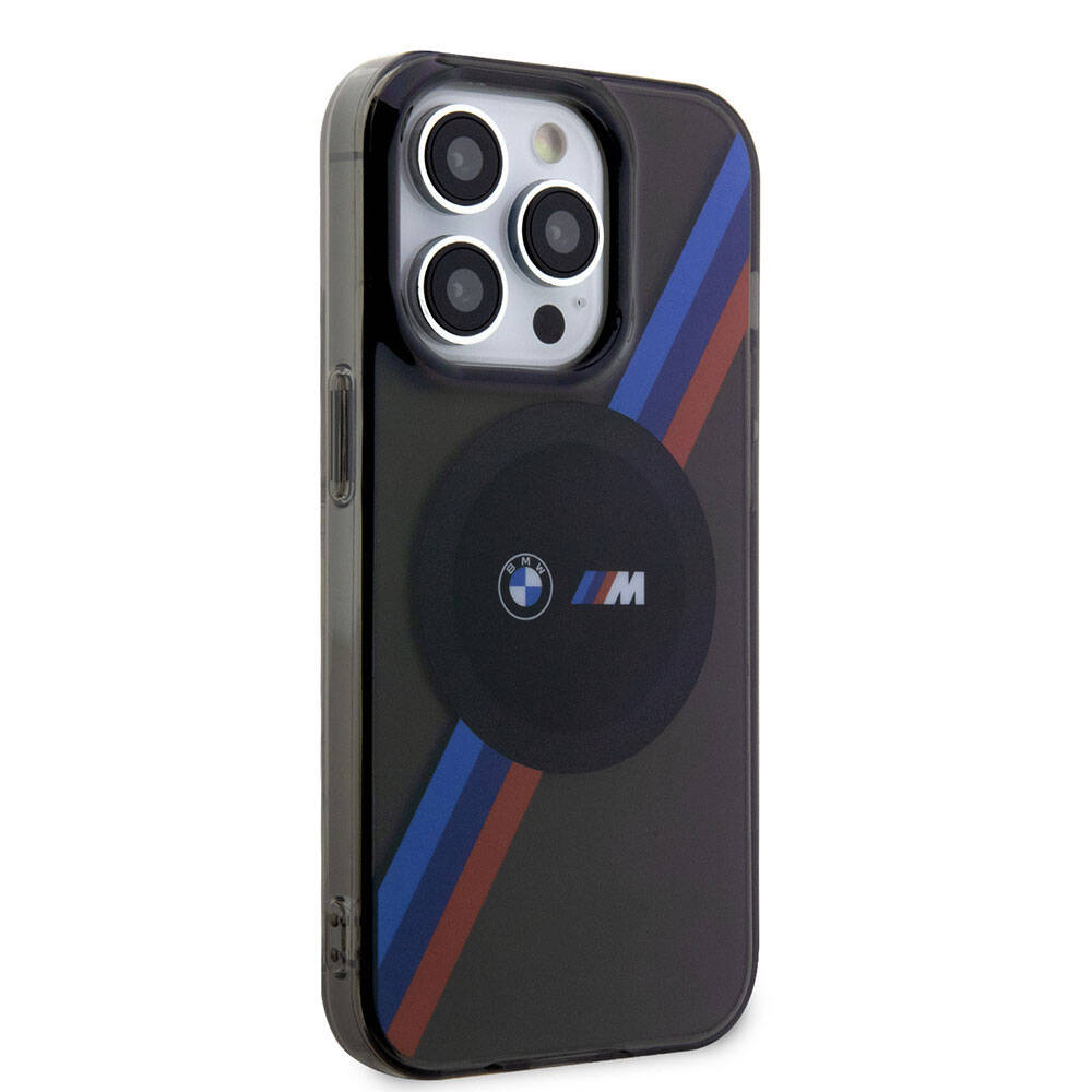 Apple iPhone 15 Pro Uyumlu Kılıf BMW M-safe Şarj Özellikli Transparan Tricolor Stripes Orjinal Lisanslı Kapak