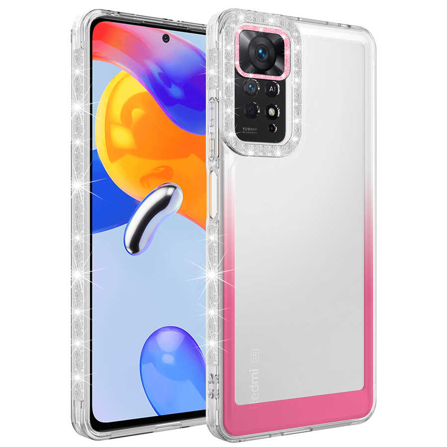 Xiaomi Redmi Note 11 Pro 5G Uyumlu Kılıf Simli ve Renk Geçiş Tasarımlı Lens Korumalı Zore Park Kapak