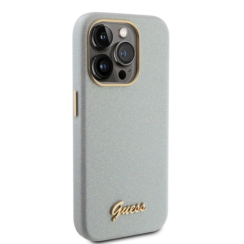 Apple iPhone 15 Pro Uyumlu Kılıf Guess Orjinal Lisanslı Yazı Logolu Glitter Glossy Script Kapak