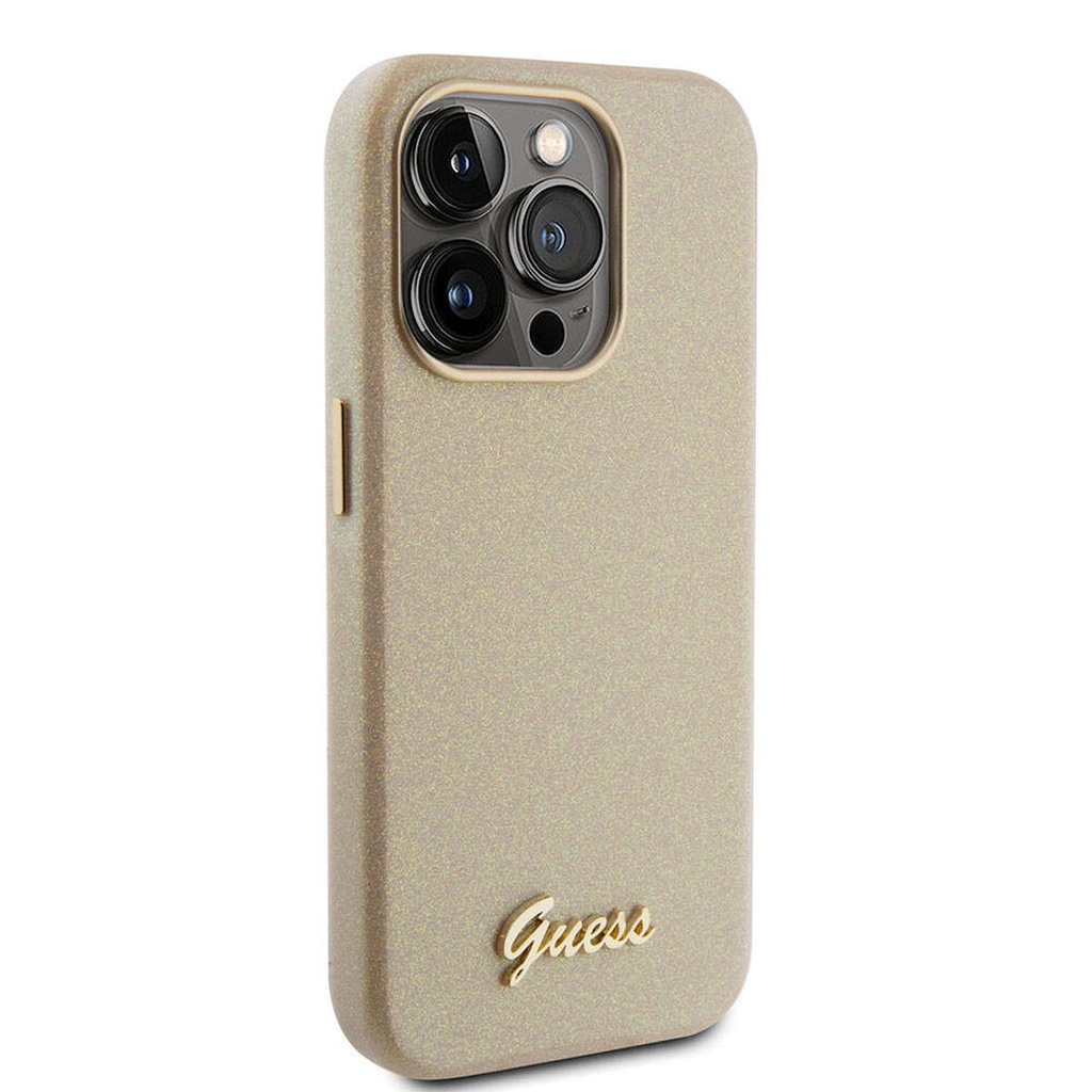 Apple iPhone 15 Pro Max Uyumlu Kılıf Guess Orjinal Lisanslı Yazı Logolu Glitter Glossy Script Kapak