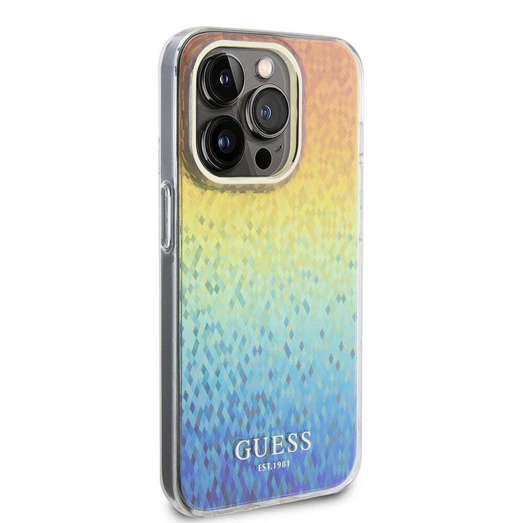 Apple iPhone 15 Pro Uyumlu Kılıf Guess Orjinal Lisanslı Yazı Logolu Mirror Disco Kapak