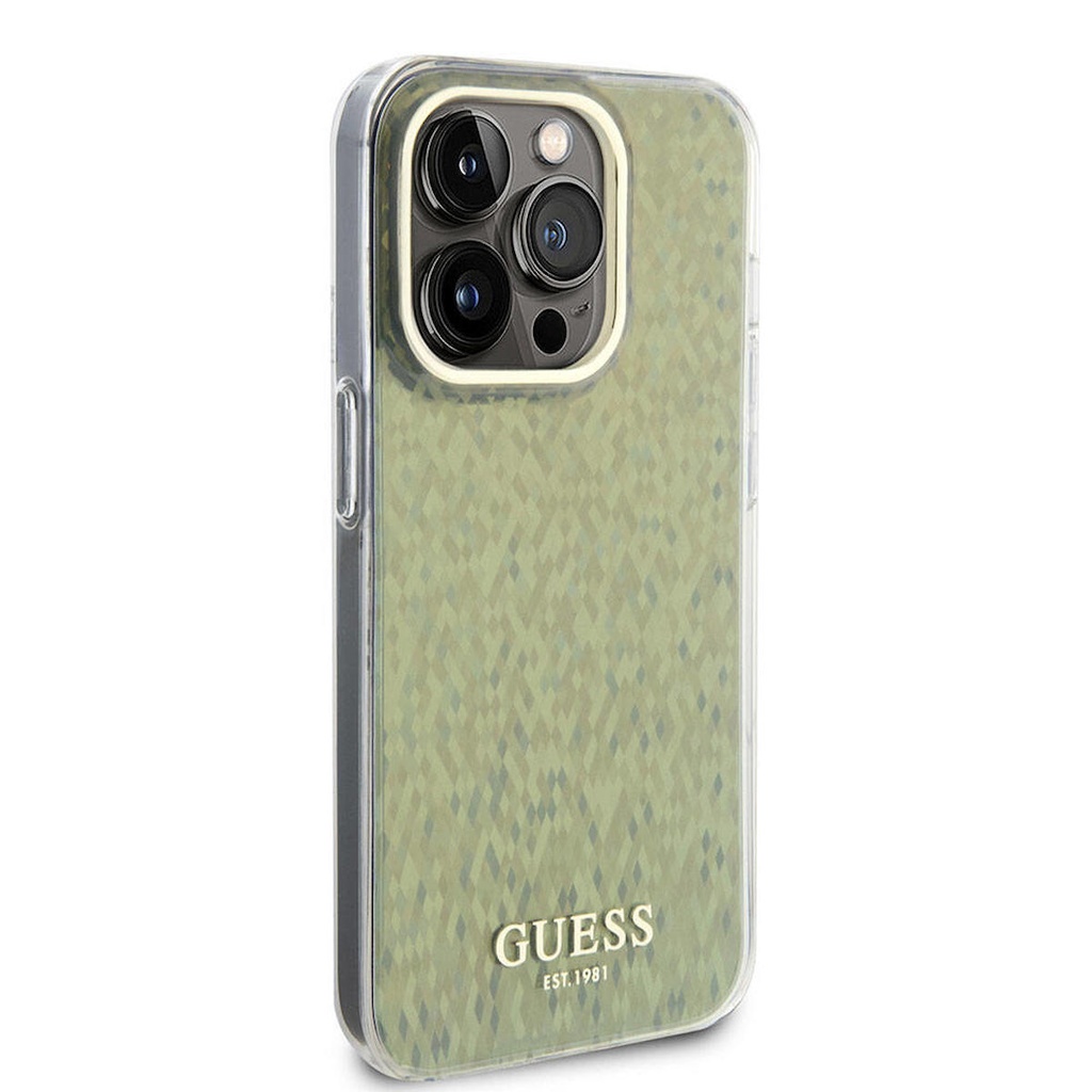 Apple iPhone 15 Pro Uyumlu Kılıf Guess Orjinal Lisanslı Yazı Logolu Mirror Disco Kapak