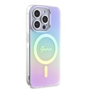 Apple iPhone 15 Pro Max Uyumlu Kılıf Guess Orjinal Lisanslı M-safe Şarj Özellikli Yazı Logolu Iridescent Kapak