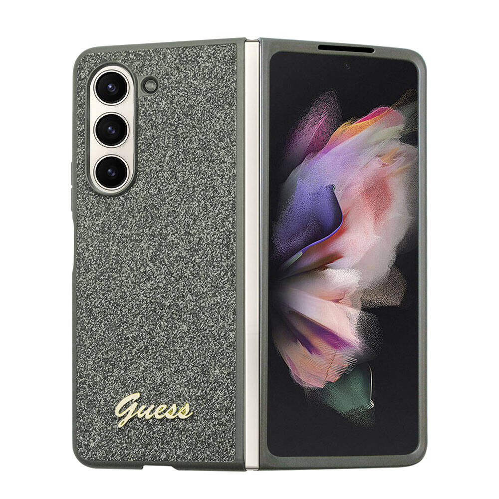[ZTA94707] Samsung Galaxy Z Fold 5 Uyumlu Kılıf Guess Orjinal Lisanslı Yazı Logolu Glitter Flakes Kapak