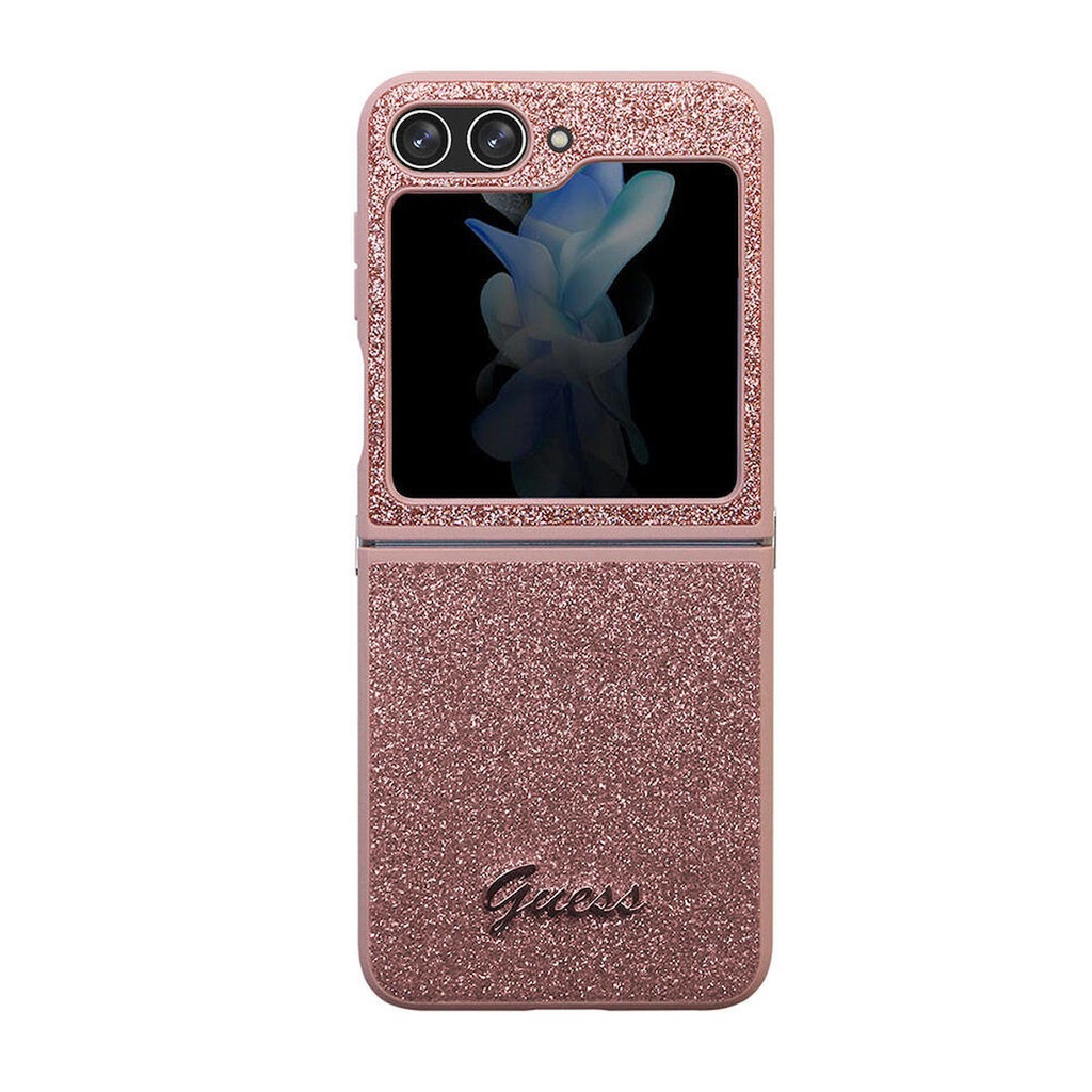 Samsung Galaxy Z Flip 5 Uyumlu Kılıf Guess Orjinal Lisanslı Yazı Logolu Glitter Script Kapak