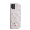 Apple iPhone 11 Uyumlu Kılıf Guess Orjinal Lisanslı PU Deri Taşlı Üçgen Logo 4G Desenli Kapak