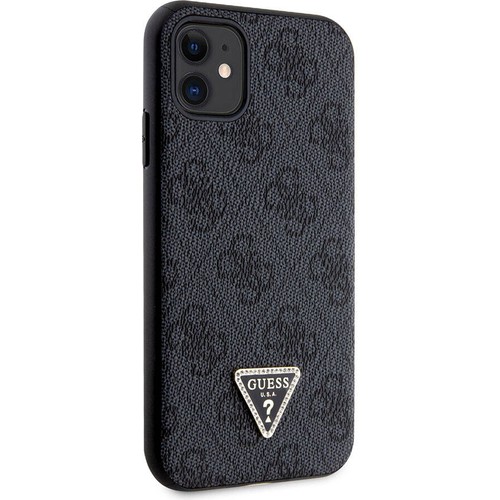 Apple iPhone 11 Uyumlu Kılıf Guess Orjinal Lisanslı PU Deri Taşlı Üçgen Logo 4G Desenli Kapak