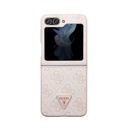 Samsung Galaxy Z Flip 5 Uyumlu Kılıf Guess Orjinal Lisanslı PU Deri Taşlı Üçgen Logo 4G Desenli Strass Kapak