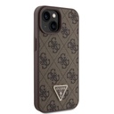 Apple iPhone 15 Uyumlu Kılıf Guess Orjinal Lisanslı PU Deri Askılı Taşlı Üçgen Logo 4G Desenli Strass Crossbody Kapak
