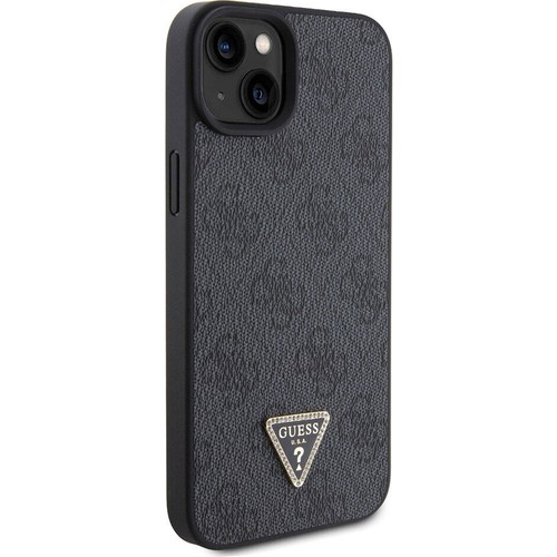 Apple iPhone 15 Uyumlu Kılıf Guess Orjinal Lisanslı PU Deri Askılı Taşlı Üçgen Logo 4G Desenli Strass Crossbody Kapak