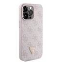 Apple iPhone 15 Pro Max Uyumlu Kılıf Guess Orjinal Lisanslı PU Deri Askılı Taşlı Üçgen Logo 4G Desenli Strass Crossbody Kapak