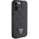 Apple iPhone 15 Pro Max Uyumlu Kılıf Guess Orjinal Lisanslı PU Deri Askılı Taşlı Üçgen Logo 4G Desenli Strass Crossbody Kapak