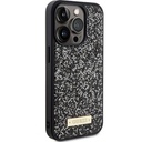 Apple iPhone 15 Pro Uyumlu Kılıf Guess Orjinal Lisanslı Taşlı Arka Yüzey Metal Yazı Logolu Kapak