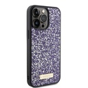 Apple iPhone 15 Pro Max Uyumlu Kılıf Guess Orjinal Lisanslı Taşlı Arka Yüzey Metal Yazı Logolu Kapak