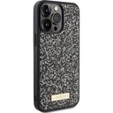 Apple iPhone 15 Pro Max Uyumlu Kılıf Guess Orjinal Lisanslı Taşlı Arka Yüzey Metal Yazı Logolu Kapak