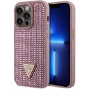 Apple iPhone 15 Pro Uyumlu Kılıf Guess Orjinal Lisanslı Taşlı Arka Yüzey Üçgen Logolu Kapak