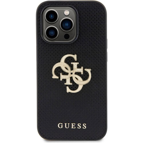 Apple iPhone 14 Pro Max Uyumlu Kılıf Guess Orjinal Lisanslı Delikli Yazı ve 4G Glitter Büyük Metal Logolu Kapak