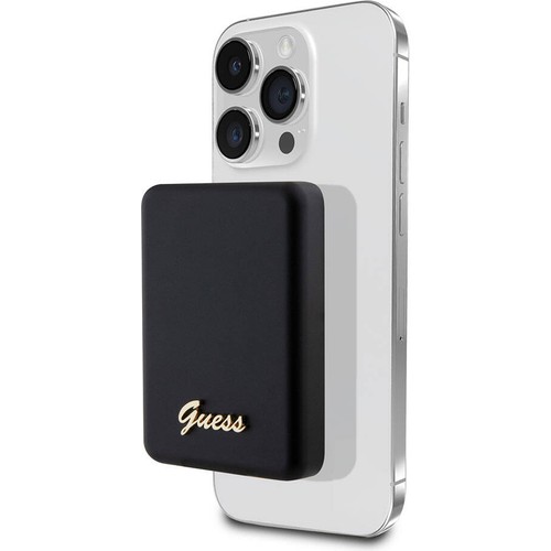 Guess Orjinal Lisanslı M-safe Şarj Özellikli Metal Yazı Logolu Powerbank 5000mAh 15W
