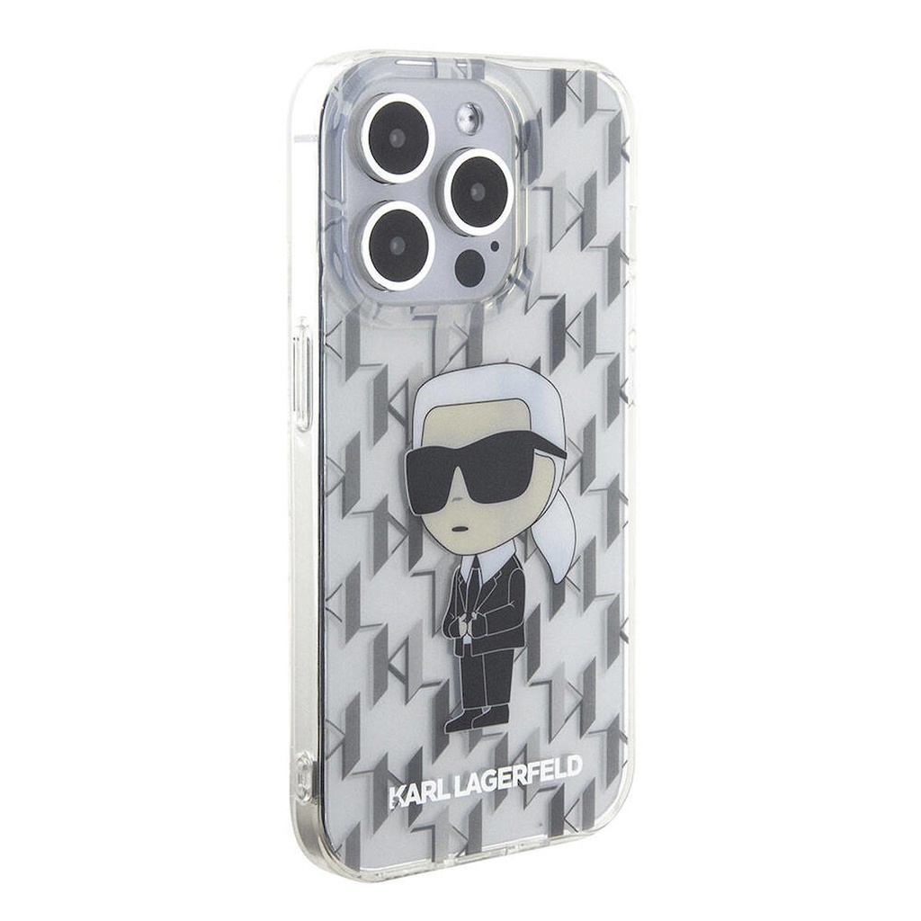 Apple iPhone 15 Pro Uyumlu Kılıf Karl Lagerfeld IML İkonik Monogram Orjinal Lisanslı Kapak