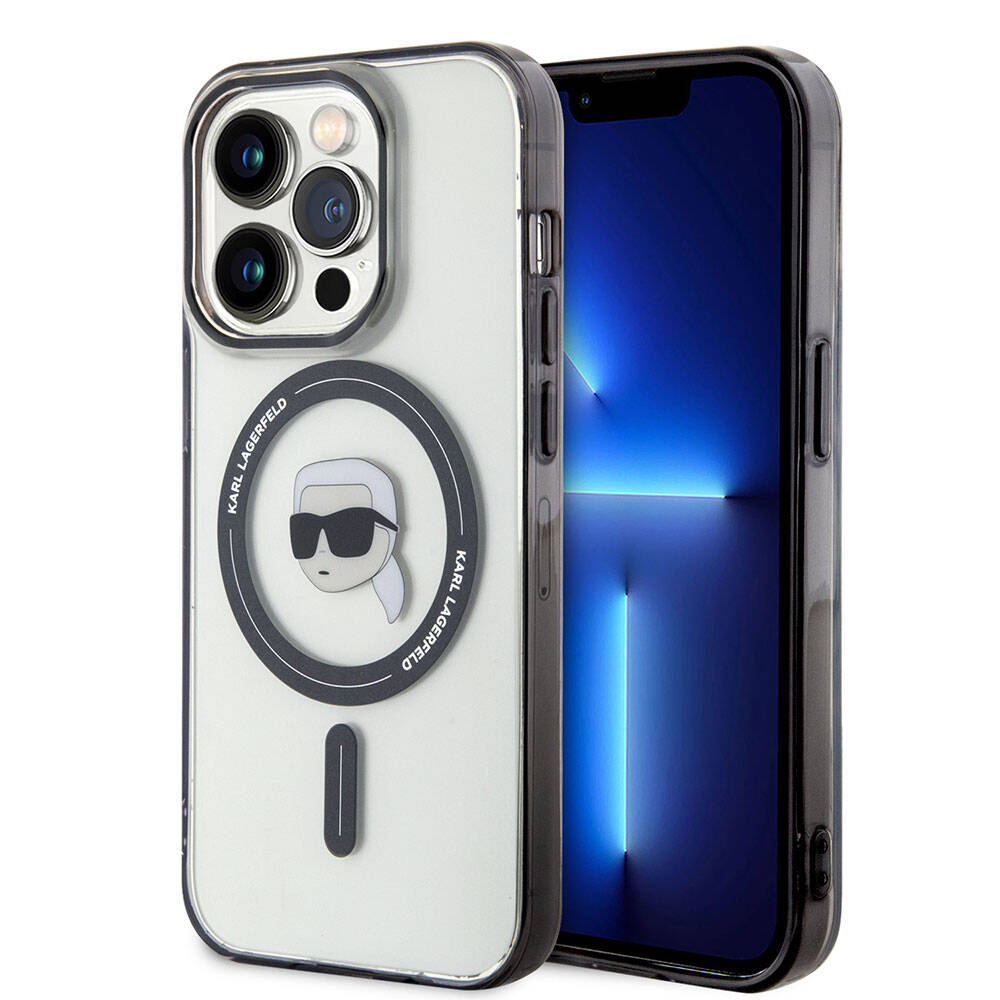 Apple iPhone 15 Pro Uyumlu Kılıf Karl Lagerfeld M-safe Şarj Özellikli IML Karl Orjinal Lisanslı Kapak