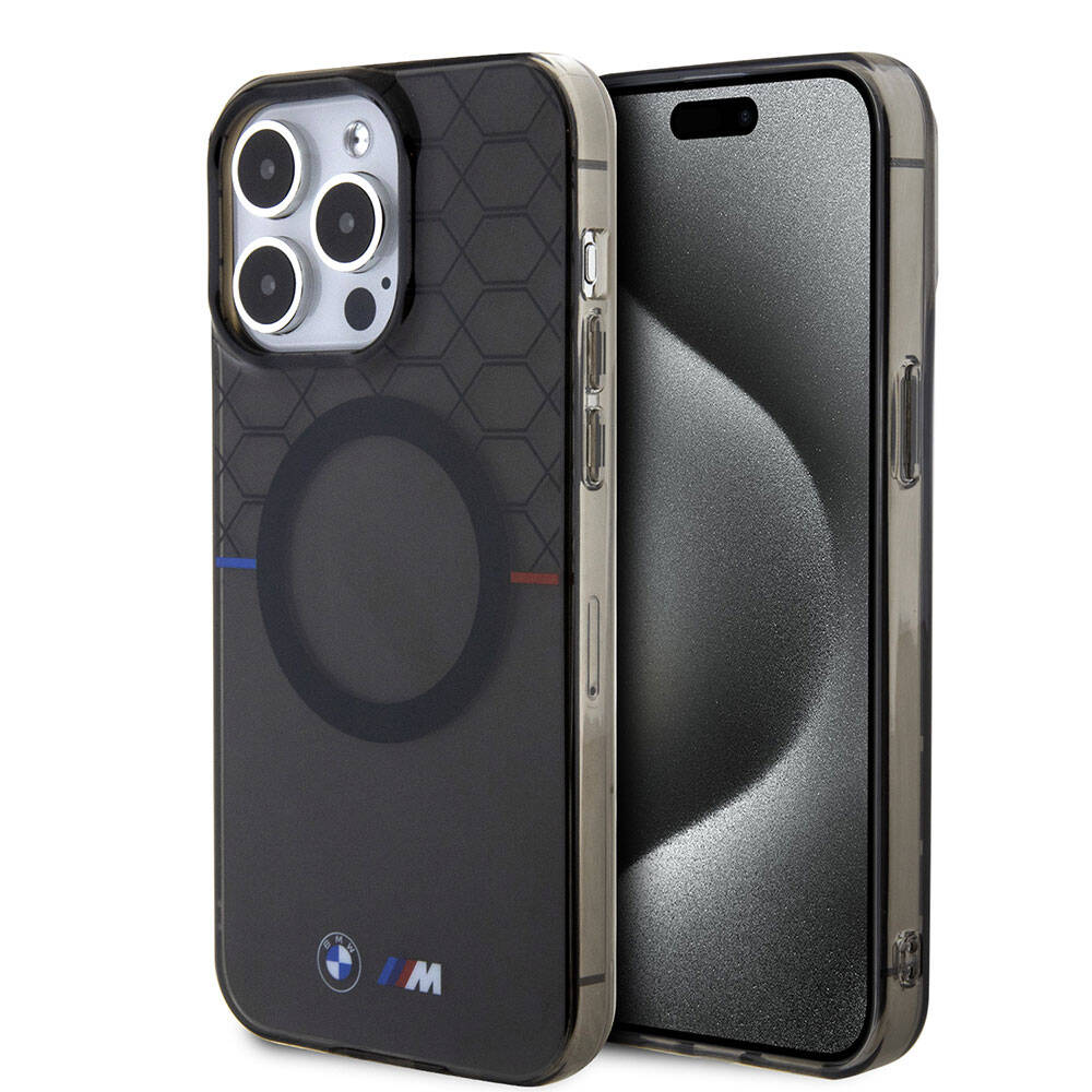 Apple iPhone 15 Pro Max Uyumlu Kılıf BMW M-safe Şarj Özellikli Transparan M Dizayn Orjinal Lisanslı Kapak