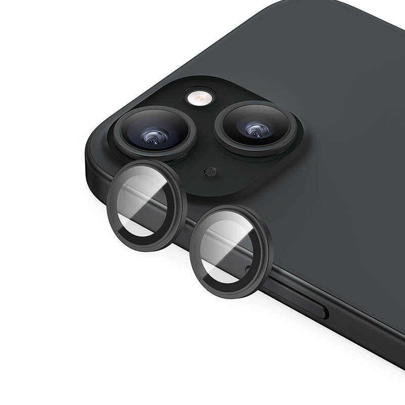 [RNZ-TA95063] Apple iPhone 15 Plus Uyumlu ​Benks King Kong Corning Kamera Lens Koruyucu (Siyah)