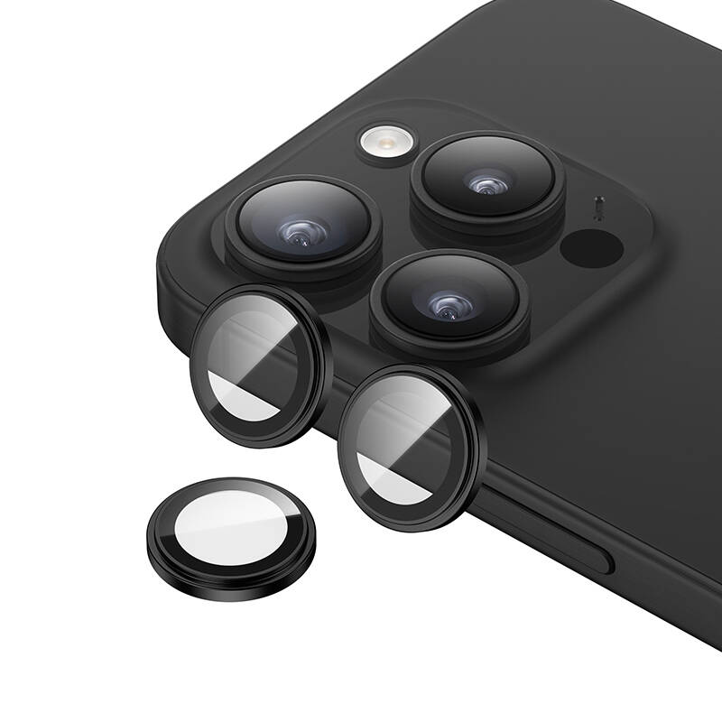 [RNZ-TA95068] Apple iPhone 15 Pro Uyumlu ​Max Benks King Kong Corning Kamera Lens Koruyucu (Siyah)
