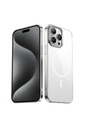 Apple iPhone 15 Pro Uyumlu Kılıf Zore Wireless Şarj Özellikli Şeffaf G-Glass Kapak